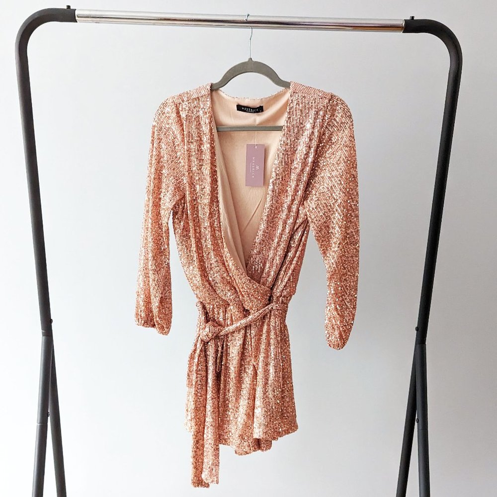 Sequined Party Dress - Peach Color - Size Small - New with Tags